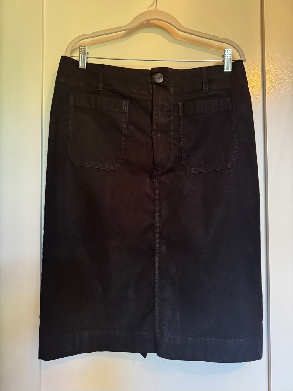 Anthropologie Black Midi Skirt with Front Seam